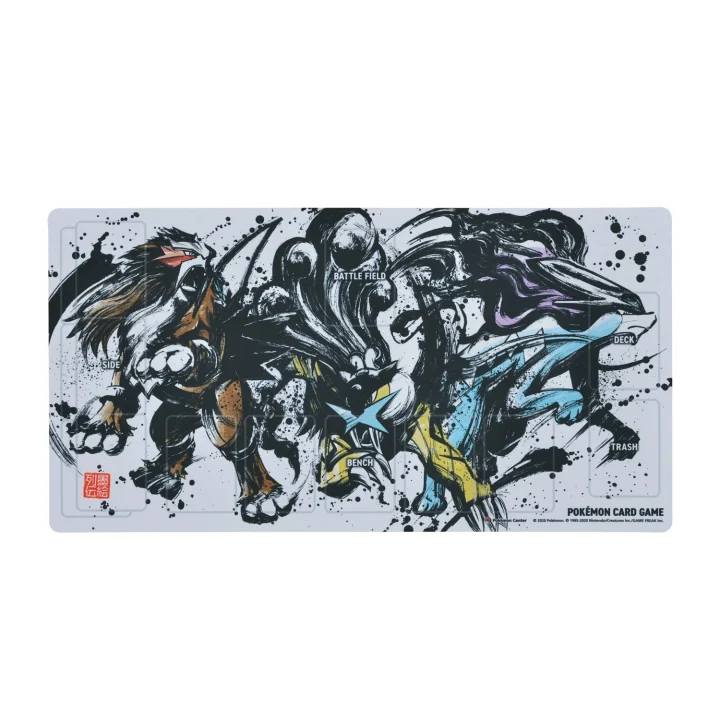 Sumi-e Series Rubber Playmat Entei, Suicune, and Raikou