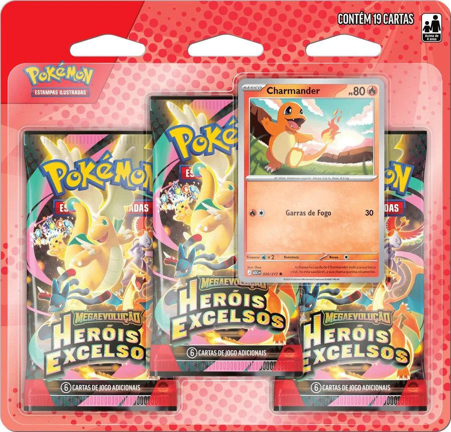 Ascended Heroes 3 Pack 吸塑包装 — 小火龙