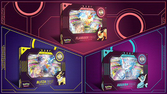 Vaporeon VMAX, Jolteon VMAX, and Flareon VMAX Premium Collections