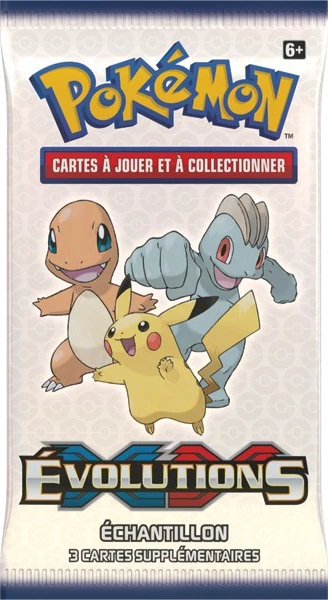 XY Evolutions Booster Pack · Échantillon Charmander, Pikachu & Machop