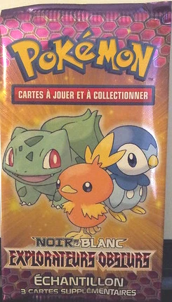 Black & White Dark Explorers Booster Pack · Sample Bulbasaur, Torchic & Piplup