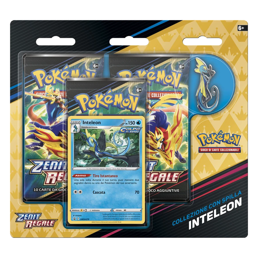 Sword & Shield Crown Zenith Inteleon 3 Pack Blister Pin Collection