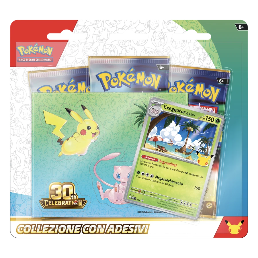 30th Celebration Alolan Exeggutor 3 Pack Blister Sticker Collection