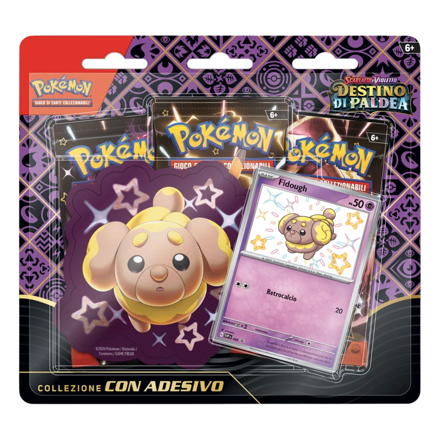 Scarlet & Violet Paldean Fates Fidough 3 Pack Blister Sticker Collection
