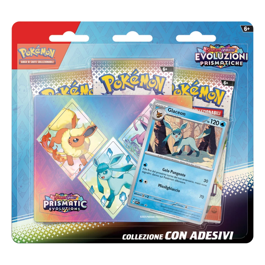 Scarlet & Violet Prismatic Evolutions Glaceon 3 Pack Blister Sticker Collection