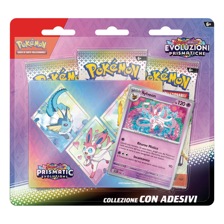 Scarlet & Violet Prismatic Evolutions Sylveon 3 Pack Blister Sticker Collection