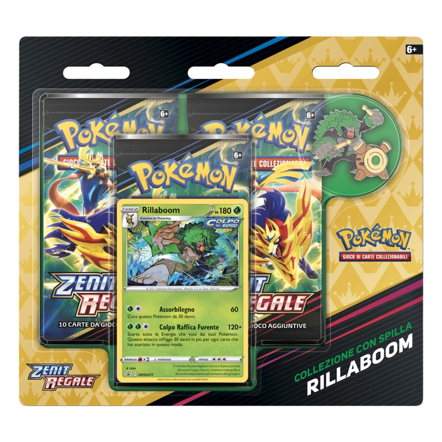 Sword & Shield Crown Zenith Rillaboom 3 Pack Blister Pin Collection