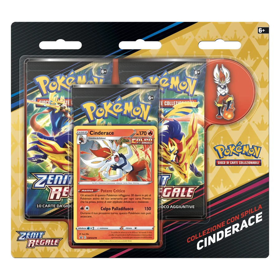 Sword & Shield Crown Zenith Cinderace 3 Pack Blister Pin Collection