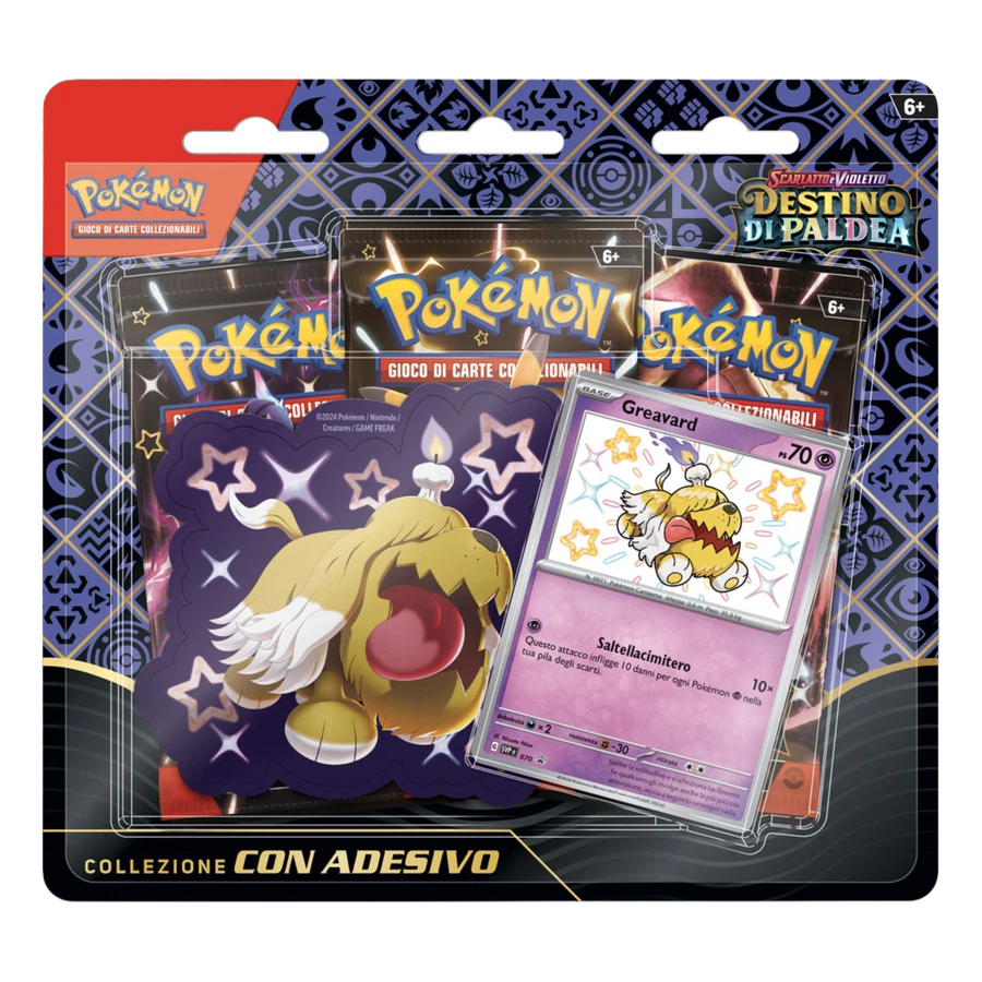 Scarlet & Violet Paldean Fates Greavard 3 Pack Blister Sticker Collection