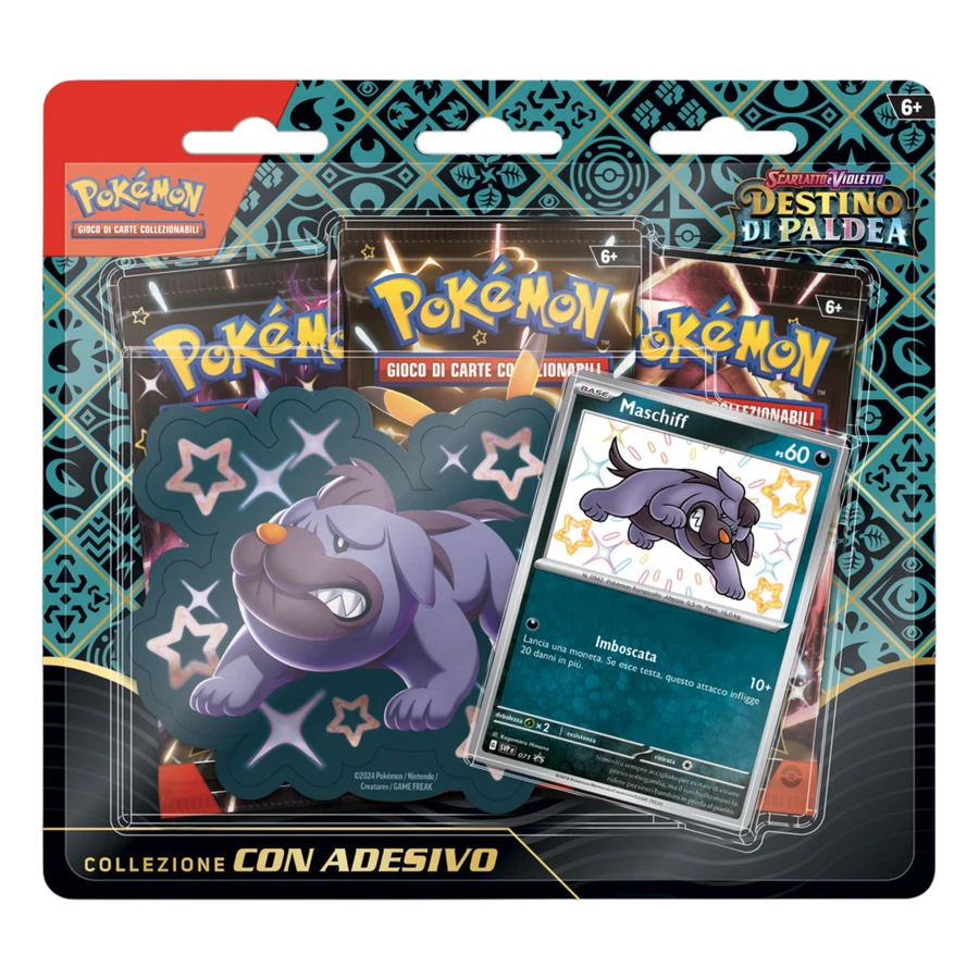 Scarlet & Violet Paldean Fates Maschiff 3 Pack Blister Sticker Collection