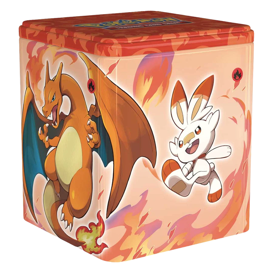 Fire Type (Charizard, Victini, Braixen, Scorbunny) Stacking Tin