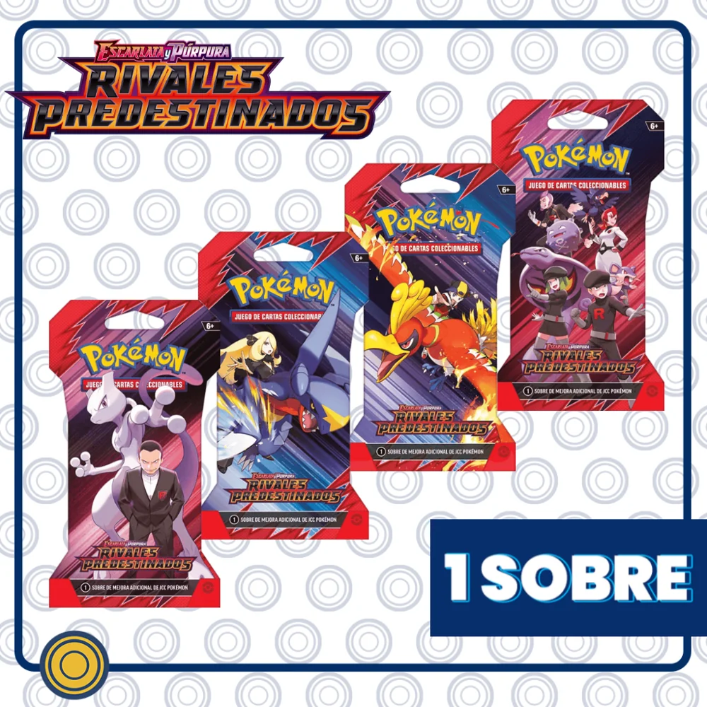 Destined Rivals বাইরের কার্ডবোর্ড প্যাকেটে বুস্টার প্যাক — Team Rocket’s Mewtwo — খুচরা বিক্রেতা photo shows all four wrapper designs. This entry: Team Rocket’s Mewtwo.